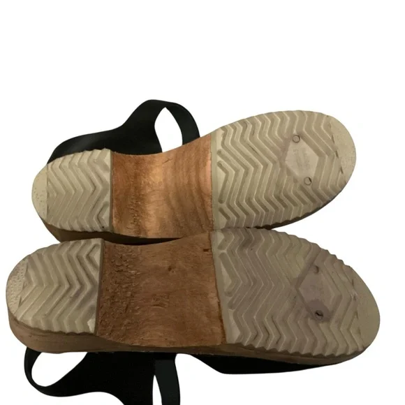 Mia Sofia Sweden black leather sandals clogs ankle strap size 37 - Picture 5 of 8